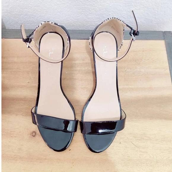 CL by Laundry Black and White Open Toe Ankle Strap Stiletto Heeled Pumps Size 9M - Picture 4 of 9